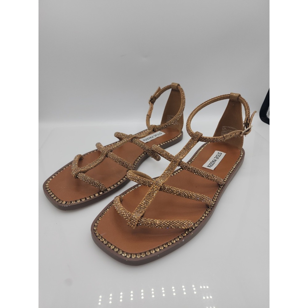 Steve Madden Womens Rhinestone Gladiator Sandals Rose Gold Size 9.5 NEPTUNE